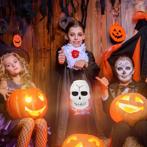 Ciieeo Large Halloween Pumpkin Bucket Candy Jar Portable Trick or Treat Bucket with Handle 7.08X6.29X5.51In Reusable Candy Holder for Party and Home Decor