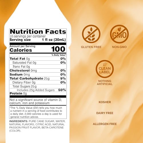 Monin - Passion Fruit Syrup, Sweet Tropical Flavors, Great for Teas, Sodas, & Cocktails, Natural Flavors, No Artificial Sweeteners or Ingredients, Gluten-Free, Vegan, Non-GMO, Clean Label (750ml)