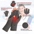 2 Pairs Arthritis Compression Gloves for Women Men, Carpal Tunnel Pain Relief, Fingerless for Typing Both Hands