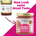 PUR Spices Medium Harissa Paste I Hot Sauce for Cooking and Dipping I Spicy Chili Pepper and Garlic Paste | Middle Eastern Inspired | Plant Based, Gluten Free, No Sugar Added, Preservative and Additive Free I 6oz Jar