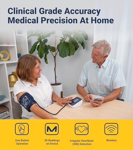A&D Medical Bluetooth Blood Pressure Monitor for Home Use, UA-651BLE – Upper Arm Precise BP Machine – Wide Range Cuff (8.6” / 22-42cm), App is iOS & Android Compatible, AA Batteries