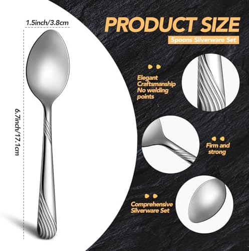 200 Pcs Dinner Spoons Set 6.7 Inches Stainless Steel Dessert Spoons bulk Silverware for Home Restaurant Kitchen Mirror Polished Dishwasher Safe