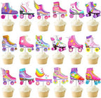 36pcs Roller Skate Cupcake Toppers Roller Skate Birthday Party Decorations Retro Hip Hop Roller Skating Theme Cupcake Picks for 80s 90s Roller Skate Theme Birthday Party Decor Supplies
