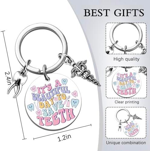 Dental Assistant Accessories Dental Hygienist Gifts Dentist Assistant Keychain Dentist Appreciation Gifts for Women Friends Coworkers Birthday Thanksgiving Christmas Gift Teeth Themed Keyring