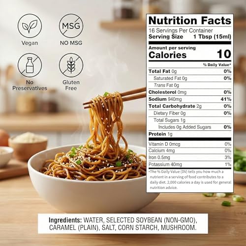 Premium Gluten-Free Mushroom Dark Soy Sauce | Earthy Umami Upgrade | Naturally Brewed, Non-GMO, Wheat-Free, No MSG | Perfect for Stir-Fries, Braising & Glazes (8.5 fl oz, 1 Pack) - Sauce Grandmaster