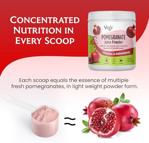 Pomegranate Juice Powder - Organic Pomegranate Fruit Juice Concentrated Antioxidants & Electrolytes - Instant Drink Mix Powder for Hydration, Baking, Flavoring, Sugar Free 11 oz (Pack of 1)