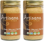 Artisana Organics Raw Walnut Butter with Cashews (2-Pack), 14oz Jars | No Sugar Added, Whole30 Compatible | Vegan + Paleo Friendly, Non GMO