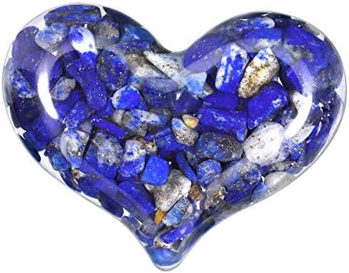 mookaitedecor Set of 5 Lapis Lazuli Heart Shape Pocket Palm Stones, Polished Reiki Stone Love Heart Crystal for Healing Reiki, Jewelry Making, Home Decoration