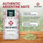Cruz de Malta Yerba Mate Tea – 1kg (2.2 lbs) Loose Leaf – Traditional Argentine Herbal Tea – Smooth Flavor, Naturally Sourced – USA Specific Packaging – Gluten-Free – Large Leaf Low Dust Yerba Mate