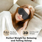 Sleep Eye Mask for Men Women, Weighted Sleeping Mask for Side Sleeper, Travel Blackout Night Blindfold Eye Shade Cover with Adjustable Strap (Obsidian)