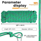 MaxxHaul 3/8-inch x 50 ft Diamond Braided Polypropylene Rope - 500 lb Load Capacity, Weather & UV Resistant Utility Cord - Ideal for Camping and DIY Projects (50227)