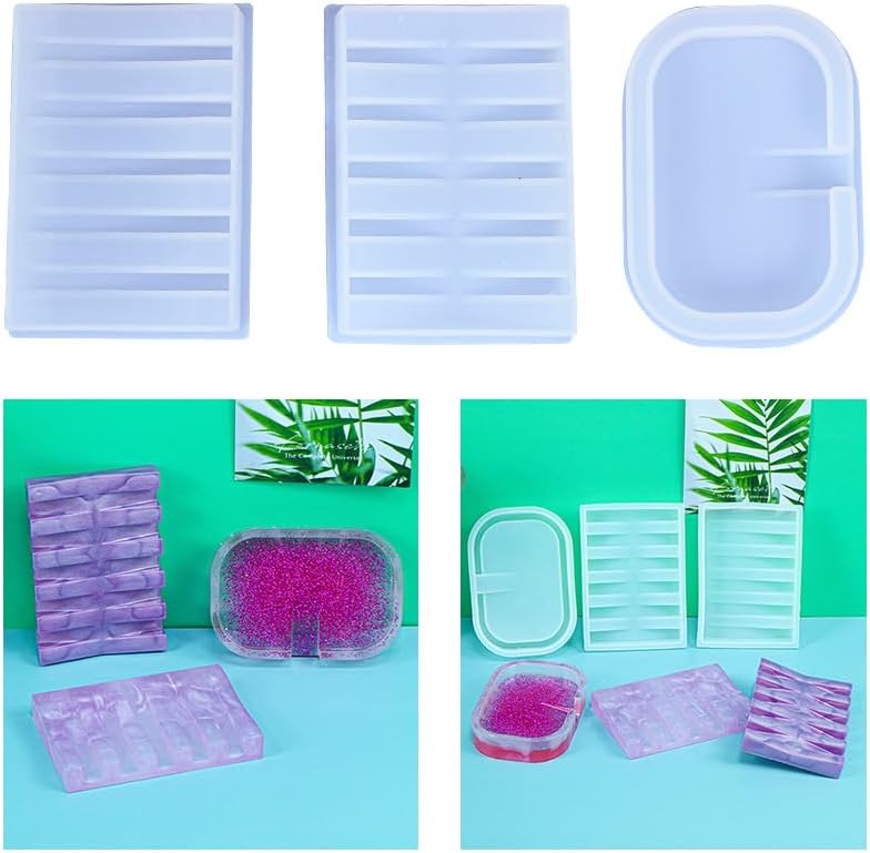 3 Piece Silicone Soap Dish Mold Epoxy Resin Casting Soft Silicone Mold Soap Holder Hand Craft Home Bathroom Kitchen Decor