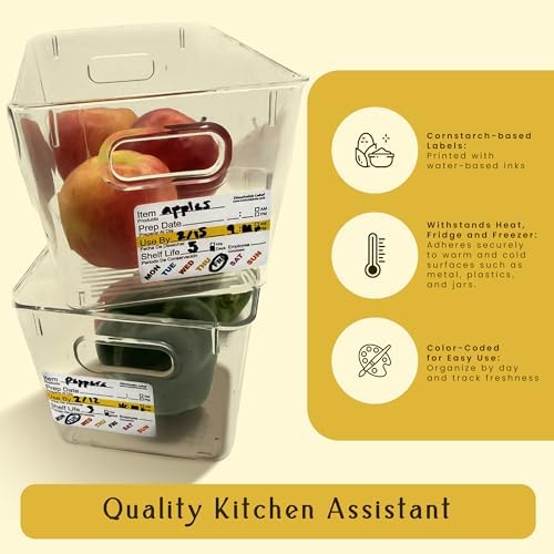 InStockLabels Dissolvable Food Labels - 2” x 3” (500 Labels) - Rotation Food Stickers for Kitchen & Restaurant Supplies - Ideal for Jar, Containers and Freezer Storage, Kitchen Stickers