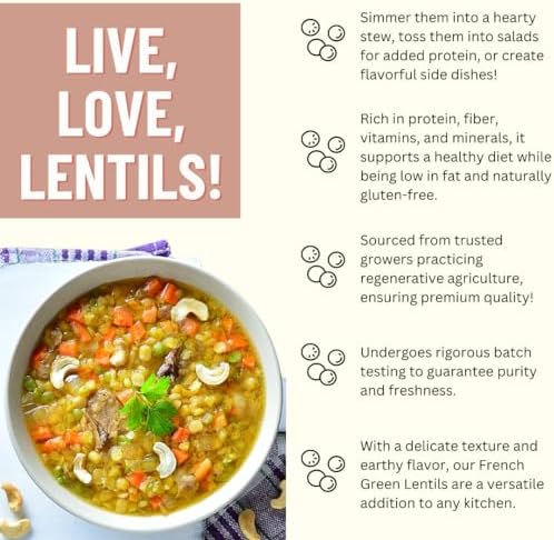 Mountain High Organics French Green Lentils 25 Pound Bag Org, 25 Lb