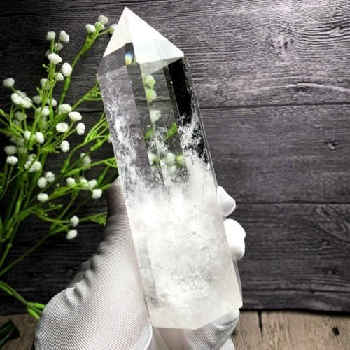 Zenkeeper 1PC Large Clear Quartz Crystal Points, Clear Quartz Crystal Tower Wand for Reiki Chakra Meditation