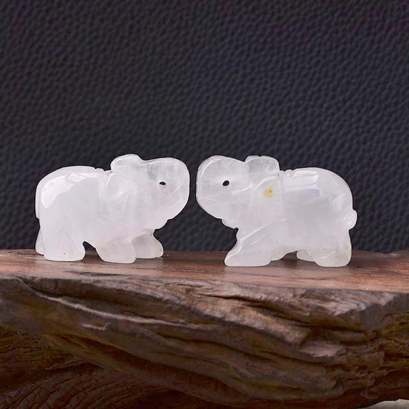 1PC Natural Stones Elephant Hand Carved Polished Animal Rare Gemstone Mineral Stone Home Decor Crafts Gift,Rock Crystal Quartz,1pc