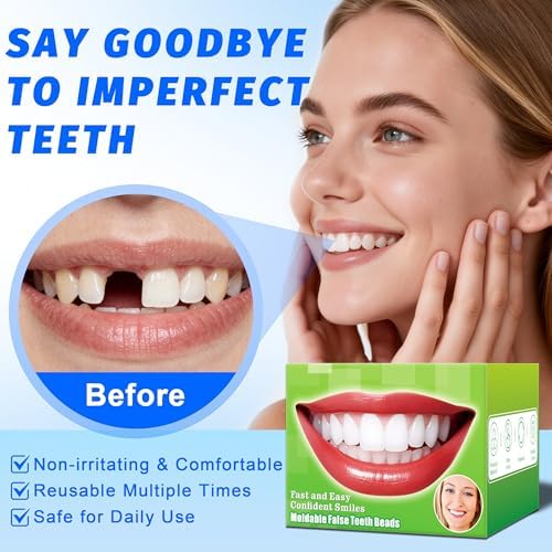 Moldable False Teeth Beads - Temporary Tooth Repair Kit | Fix Broken, Chipped Teeth, Cavity Temporary Fillings, Missing Tooth Gaps & Loose Dentures Within Minutes at Home