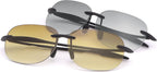 2 Pairs Rimless Bifocal Reading Glasses UV400 Protection Sunglasses Readers for Men Women Classic Eyewear Shades