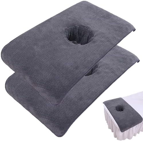Massage Table Cover 2Pcs Soft Massage Bed Cover with Face Hole 16x32'' Reusable Spa Beauty Bed Cover Towel with Face Hole Massage Bed Sheet for Skin Care,Grey Massage Table Cover With Face Hole