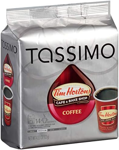 Tassimo Tim Hortons Cafe & Bake Shop Medium Roast Coffee T-Discs for Tassimo Single Cup Home Brewing Systems (14 ct Pack)