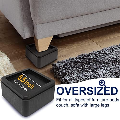 Bed Risers 3 Inch, Oversized Fit Up to 5.5" Legs, Heavy Duty Support 6000lbs, Stackable 6/9 inch Bed Raising Blocks Furniture Sturdy Bed Lifts for College Dorm Rooms, Couches, Tables, Desks