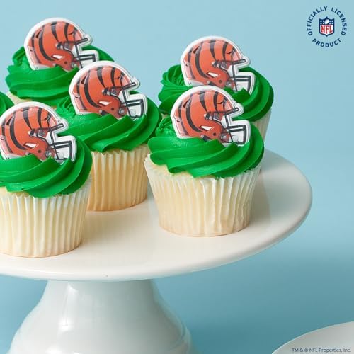 DecoPac NFL Green Bay Packers Helmet Rings, 24 Football Cupcake Decorations, Officially Licensed, Football Rings, Food Safe Cake Toppers – 24 Pack