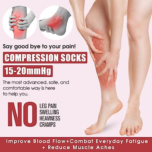 COOLOVER 4 Pairs Compression Socks for Women & Men Circulation 15-20mmHg -Best Support for Nursing, Athletic, Cycling, Flight