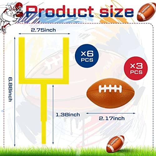 Taiyin 9 Pcs Football Cake Decorations 6 Cake Goal Post Topper Field 3 Mini Sport Balls for Football Themed Birthday Party Event