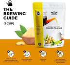 Ginger Turmeric Tea Mix – Refreshing Blend of Decaf Green Tea, Lemon, Licorice, Vitamin C – Caffeine-Free, Vegan, Gut-Friendly Detox Tea - Herbal Powder - 50 Servings