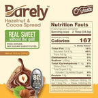 Hazelnut & Cocoa Spread by Barely, Low Sugar & No Artificial Sweeteners, Vegan, Keto Friendly, Delicious Chocolate Spread & Dessert Dip – High in Fiber with just 3.2 g Cane Sugar per Serving (1-Pack)