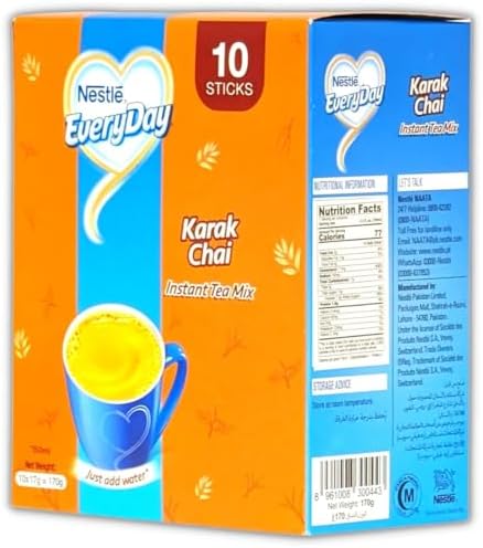 Nestle Everyday Karak Chai Instant Tea Mix, 10 Sachets Box (17g Each), Rich & Creamy Milk Tea