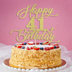 Happy 41st Birthday Cake Topper- Golden flash Cheers to 41 Years Birthday Cake,41st Fabulous Cake Decoration,Happy forty-one Theme Party Decorations Supplies