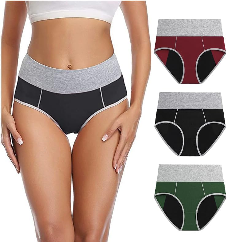 Leakproof Incontinence Underwear for Women, Washable Reusable Cotton Briefs with Heavy Absorbency 50–200ml, Bladder Control Panties for Postpartum, Menopause (Multi Color, Small)