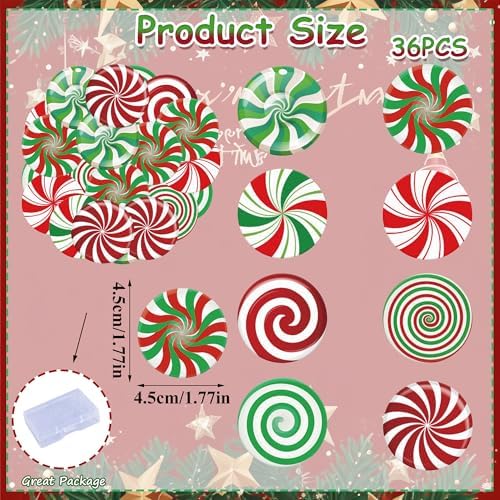 36PCS Edible Christmas Candy Cupcake Toppers Wafer Paper Lollipop Garland Cupcake Decor Edible Candy Dessert Picks for Christmas Theme Party Baby Shower Birthday Decor Supplies