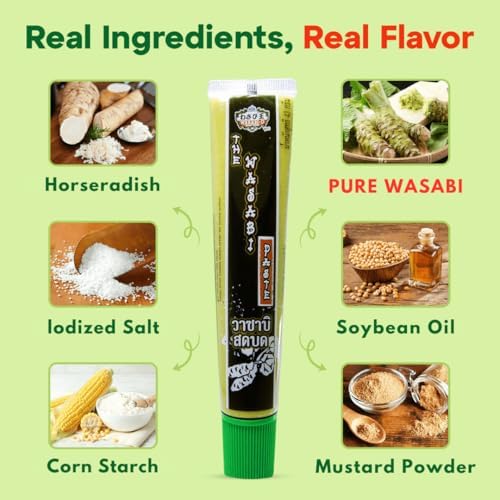 Wasabi-O Real Wasabi Paste - Authentic Japanese Fresh Wasabi Root - Mild Heat - Squeeze Tube for Sushi, Sauce, Mayo, Seafood - 3 x 1.52 Oz
