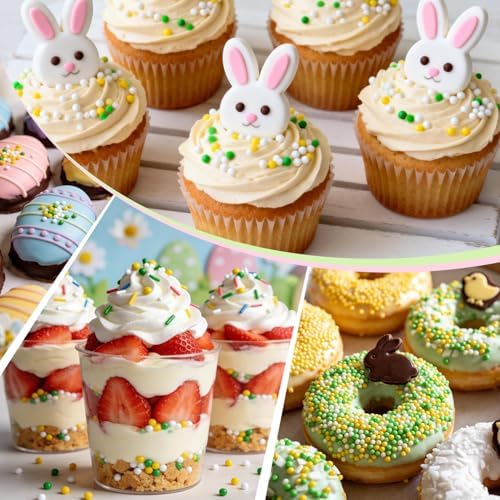 Easter Green Nonpareils Sprinkles for Cake Decorating, 150g/5.29oz, Edible Yellow Green&White Sugar, Easter Cake Decorations, Cupcake&Cookies Topper, Party Easter Spring Supplies