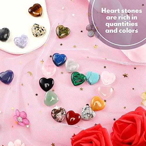 Nuenen 72 Pcs Natural Heart Shaped Crystal Stone 0.8 Inch Worry Stone Bulk Heart Palm Pocket Healing Carved Love Mini Gemstone Decor for Valentines Witchcraft Meditation