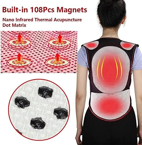 Posture Corrector 108pcs Magnets Self-Heating Waist Back Brace Vest Lumbar Belt Spine Shoulder Neck Posture Correction Belt for Men Woman Back Posture (Size : X-Large)