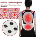 Posture Corrector 108pcs Magnets Self-Heating Waist Back Brace Vest Lumbar Belt Spine Shoulder Neck Posture Correction Belt for Men Woman Back Posture (Size : Medium)