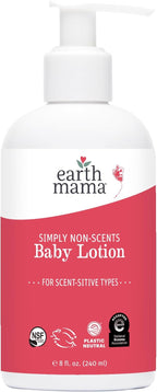 Earth Mama Simply Non-Scents Baby Lotion for Dry Skin, Calendula Cream for Newborn Skin Care, Organic Moisturizer for Children with Aloe Juice, Rooibos, & Shea Butter, Fragrance Free, 8-Fluid Ounce