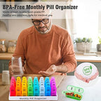 Monthly Pill Organizer 2 Times A Day, Greencycle 30 Day Medicine Organizer, AM PM Pill Cases, 4 Week Pill Box, Small Compartments to Hold Vitamins Fish Oil Supplements Great for Travel