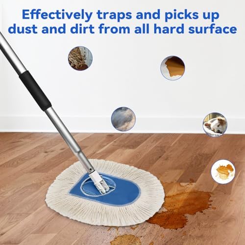 10 Inch Dust Mop Head: Replacement Medium Washable Commercial Sweeper and Janitorial Dust Mop Head Replacement (3 Packs)