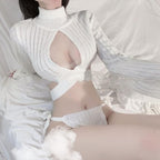 ZYTC Sexy Lingerie for Women Hollow Sweater Lingerie Costume Lace Up Bodysuit Cosplay Honeymoon Costume Outfit No Stocking