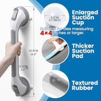LEVERLOC Grab Bars for Bathtubs and Showers, Shower Handle 17 Inch Strong Suction Bath Handrails, Safety Grip for Bathroom Chair, Bathroom Grab Bar for Senior No Drilling Waterproof,Grey