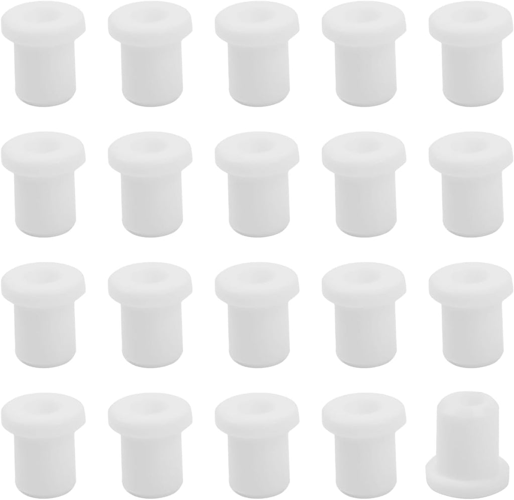 20PCS Rubber Grommets 1/4"(6mm) Drill Hole, 3/16"(4mm) ID Durable White Silicone Top Hat Grommets for Automotive Firewall, Wiring Protection