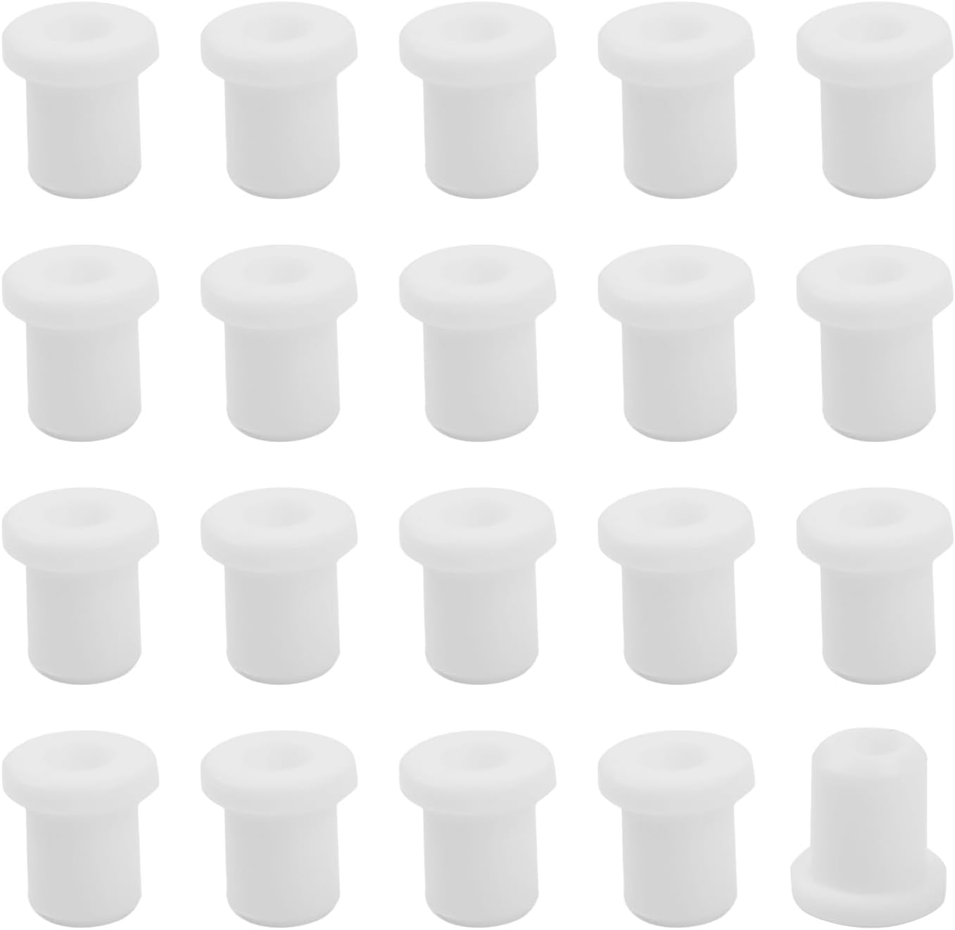 20PCS Rubber Grommets 1/4"(6mm) Drill Hole, 3/16"(4mm) ID Durable White Silicone Top Hat Grommets for Automotive Firewall, Wiring Protection
