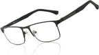 ZENOTTIC Blue Light Glasses Men : Black Reading Glasses Men - Square Frame Computer Glasses - Anti Glare Metal Readers