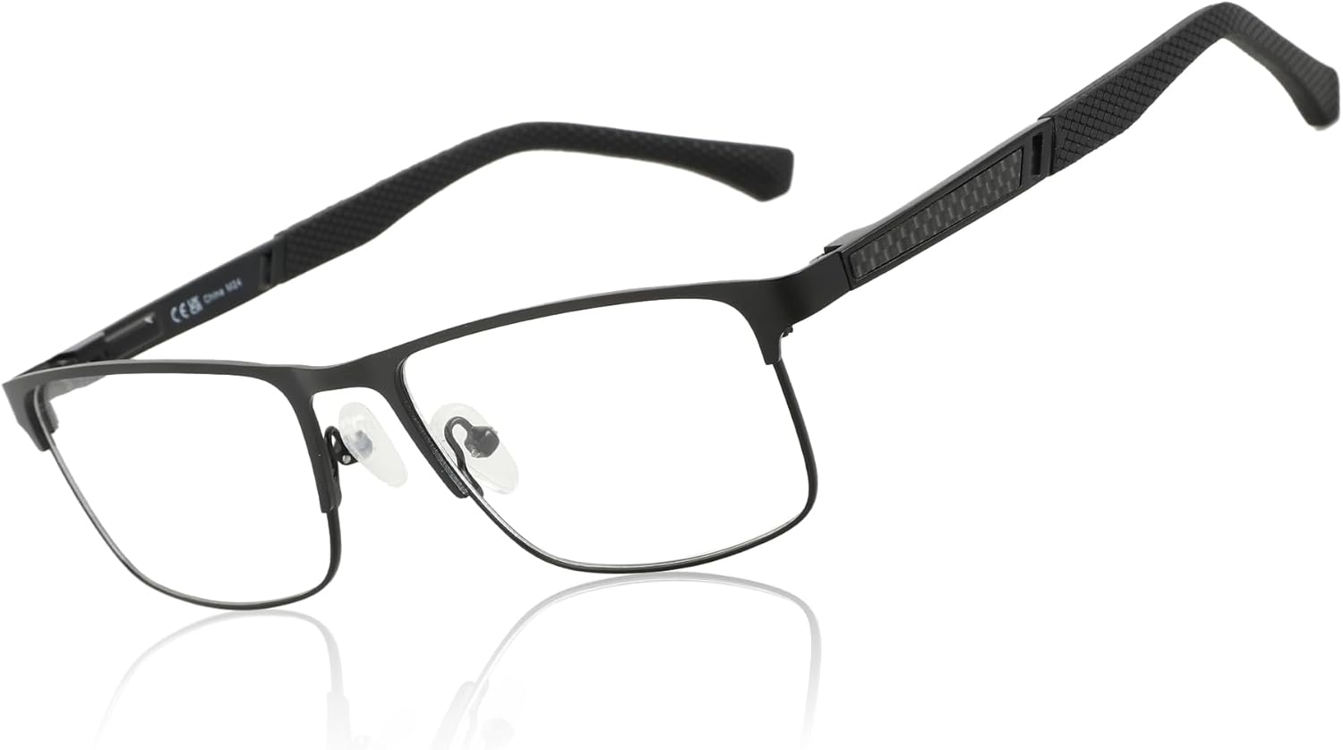 ZENOTTIC Blue Light Glasses Men : Black Reading Glasses Men - Square Frame Computer Glasses - Anti Glare Metal Readers