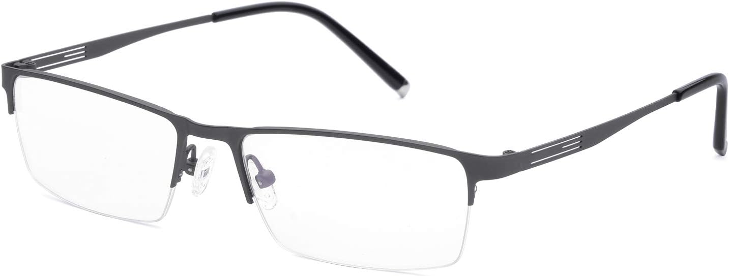 Fuisetaea Half Frame Photochromism Gray Reading Glasses +3.00 Titanium Alloy Transition Readers Eyeglasses