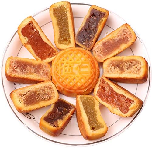 HELENOU666 Mooncakes Chinese Mid-Autumn Festival Traditional Mini-Mooncake 8-Flavor Mixed Fruit Moon Cake 20pcs